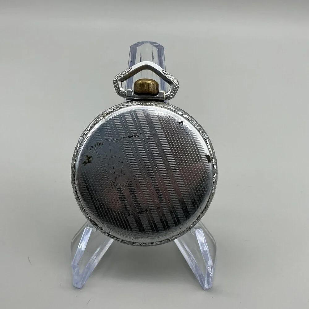 Vintage Hampden Pocket Watch Men 48mm Silver Tone Manual Wind 16S Not Running